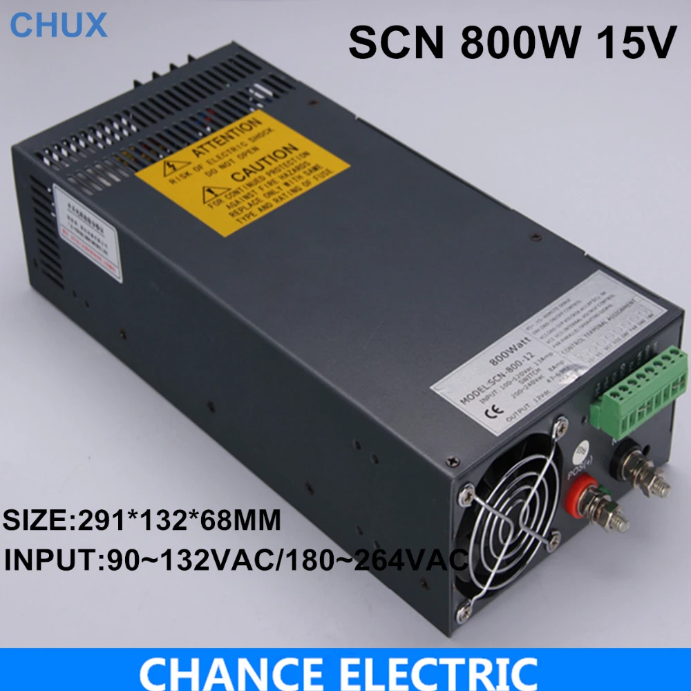 

parallel functions with(N+1) switching power supply 15V 53A 800W 110~230VAC single output for cnc cctv led light(SCN-800W-15V)