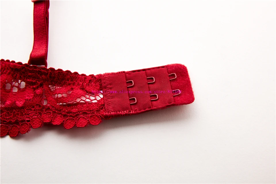 cheap underwear sets New Fashion lace cup red underwear luxury comfortable sexy padded bra panties set plus size cup ABCD plus size women bra french knickers set