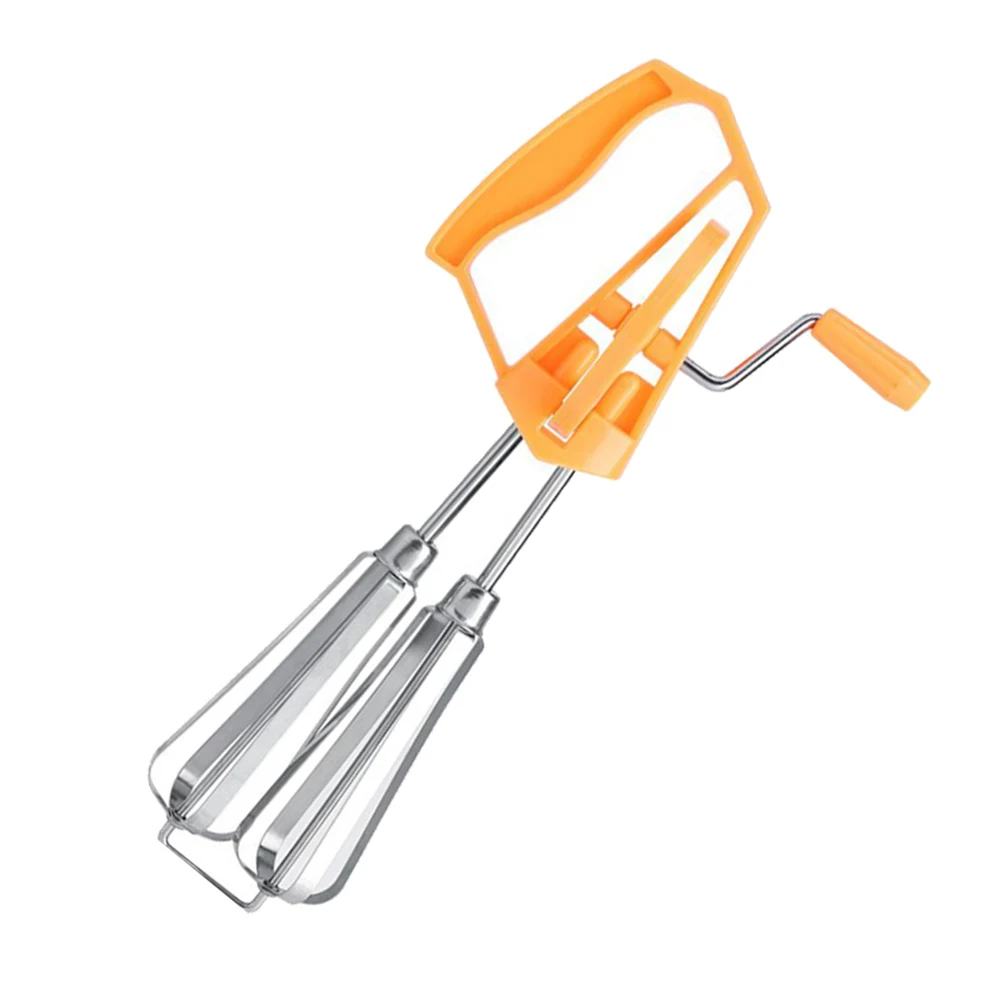 Ручной венчик Венчик-миксер для взбивания яиц с нержавеющей кривошипной пластиковой ручкой для кухни приготовления взбивания YU-Home - Цвет: Orange