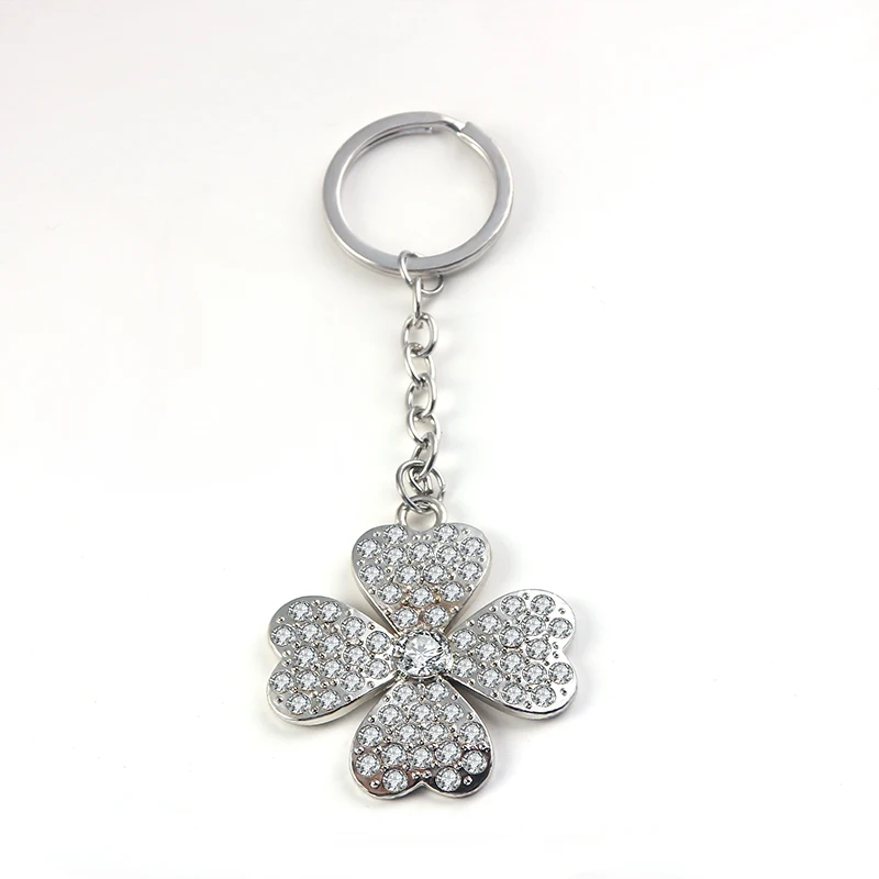 

SUKI Creative Shining Lucky Four Leaf Clover Charm Keychain Car Crystal Key Chain Key Ring Women Bag Pendant Jewelry Accessories