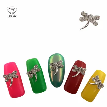 

LEAMX 10pcs / pack 3D Nail Butterfly Style Silver Metal Inlay Rhinestone Nail Design Decorations Nail Sticker Accessories tool