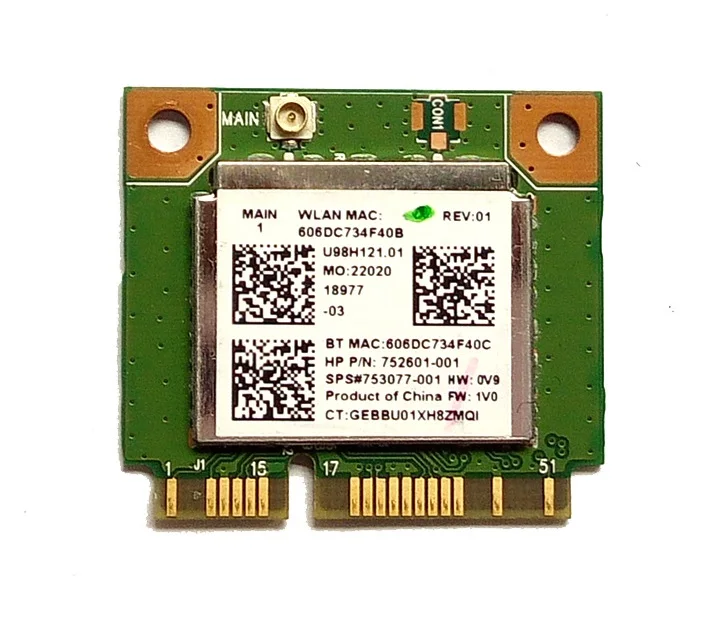 

SSEA Wholesale New Wifi Bluetooth 4.0 Half MINI PCI-E Card For Realtek RTL8723BE SPS 753077-001 for Hp 470 455 450 445 440 G2