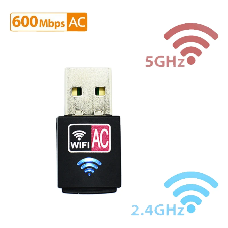 Мини USB WiFi адаптер 600 Мбит/с wi fi Антенна ПК сетевая карта Двухдиапазонная 2,4+ 5 ГГц usb Lan Ethernet приемник 802.11ac wi-fi