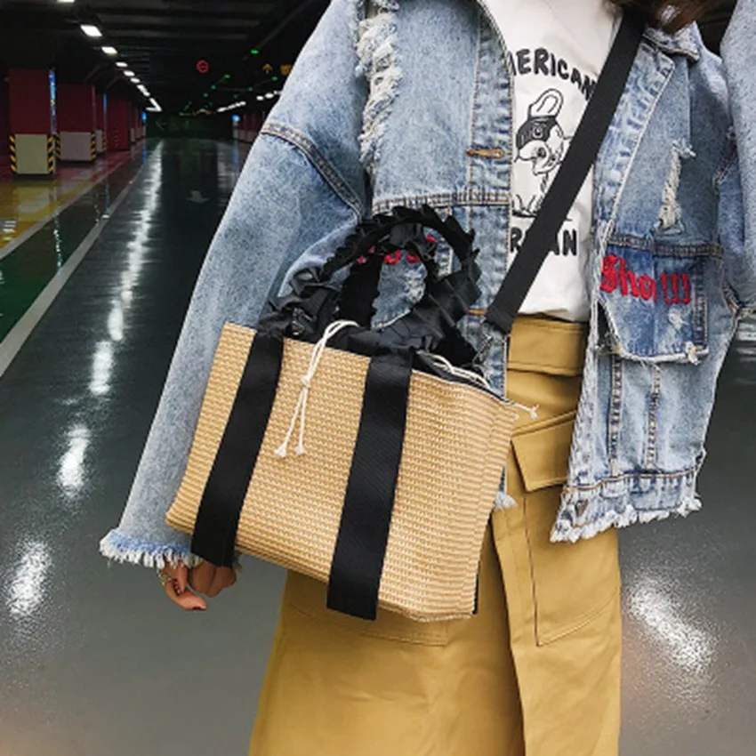 

European and American organ straw bag new rattan package vacation beach bag shoulder diagonal large capacity straw bag