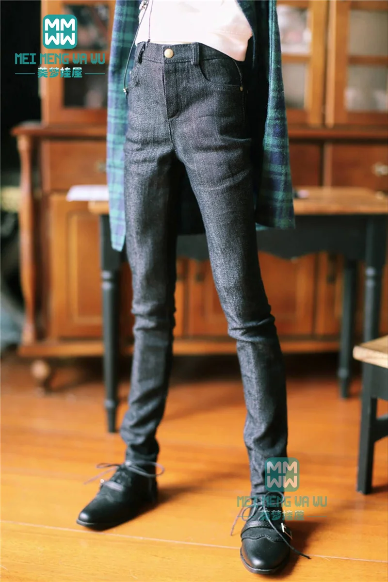 

BJD accessories doll clothes fits 70cm--80cm BJD uncle casual denim trousers plaid shirt