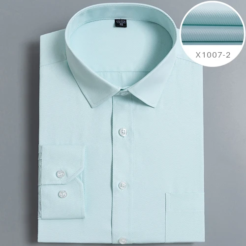 Мужская стандартная однотонная Базовая рубашка с длинным рукавом, классический дизайн, формальные деловые рубашки для работы - Цвет: X1007-2