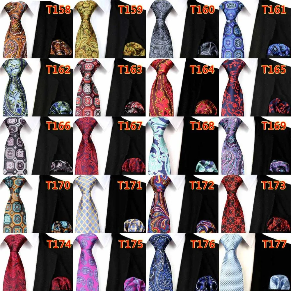 20 шт./партия) мужской шелк роскошный набор галстуков(шейный галстук и платок) Классические мужские свадебные вечерние карманные квадратные носовые платки Галстуки