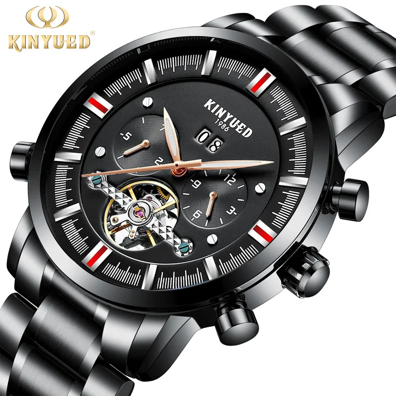 

KINYUED Watch Men Luxury Waterproof Moon Phase Calendar Function Men's Mechanical Self Wind Watches Multi-function Movement