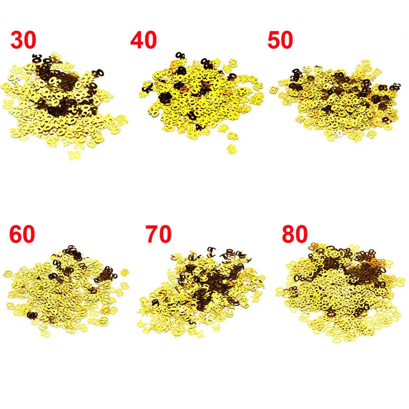 Gold Happy Birthday Confetti 30 40 50 60 70 80 Age Gold Number Decor Wedding Party Table Decoration Party Supplies S27 (1)
