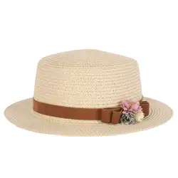 2017, Новая мода летняя мода цветок Винтаж чистый Для женщин Beach Sun Hat женские пляжные прямые шляпа от солнца