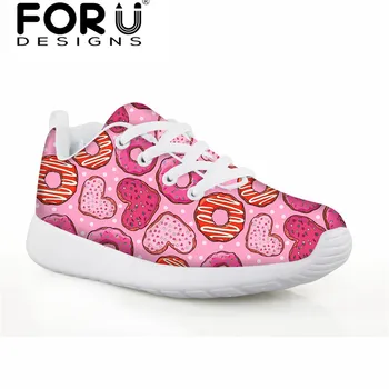 

FORUDESIGNS Sweet Donut Brand Kids Sneakers Flats Stylish Lace-up Super Light Girls Casual Walks Shoes Footwear Kids Breathable