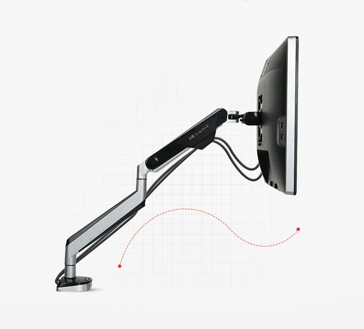 Locteknown D8A Алюминиевый Газовый пружинный Настольный держатель для монитора с ЖК-дисплеем для компьютера с креплением на руку для загрузки 2-9 кг с двумя usb-портами