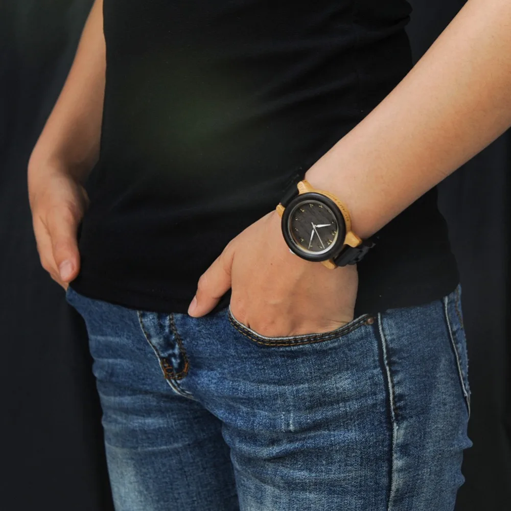 BOBO BIRD WN14N15 деревянные часы Wenge часы с Восточно-арабскими персидскими фарси цифрами Циферблат циферблат часы с черным ремешком часы для влюбленных