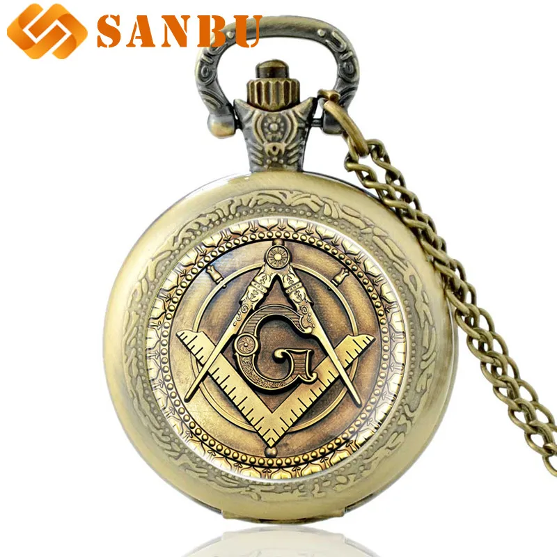 Ретро бронзовые масонские кварцевые карманные часы винтажные мужские женские кулон ожерелье антикварные ювелирные изделия