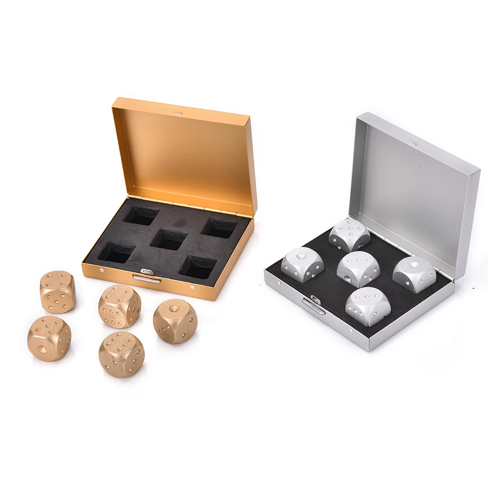 Переносные игральные кубики покер вечерние прямоугольные кубики алюминиевый сплав для покера серебро/золото твердые кости для домино игры