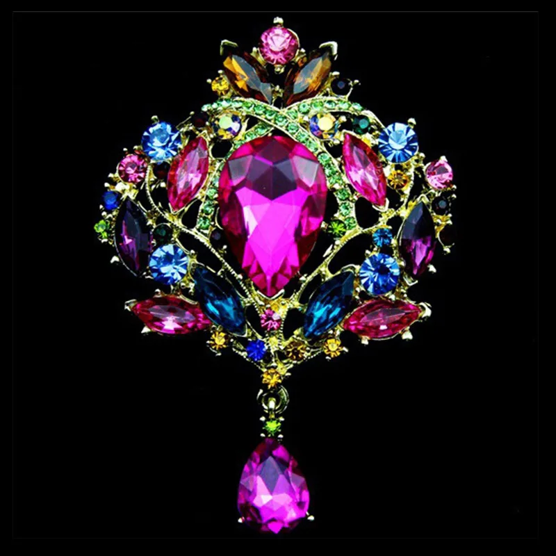 Rhinestones Alloy Brooch Crown Corsage crystal brooches women pins