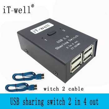 

USB 2.0 Manual Sharing Switch With Connector Cable 2 in 4 out Keyboard and mouse sharing switch Printer sharing for Compute