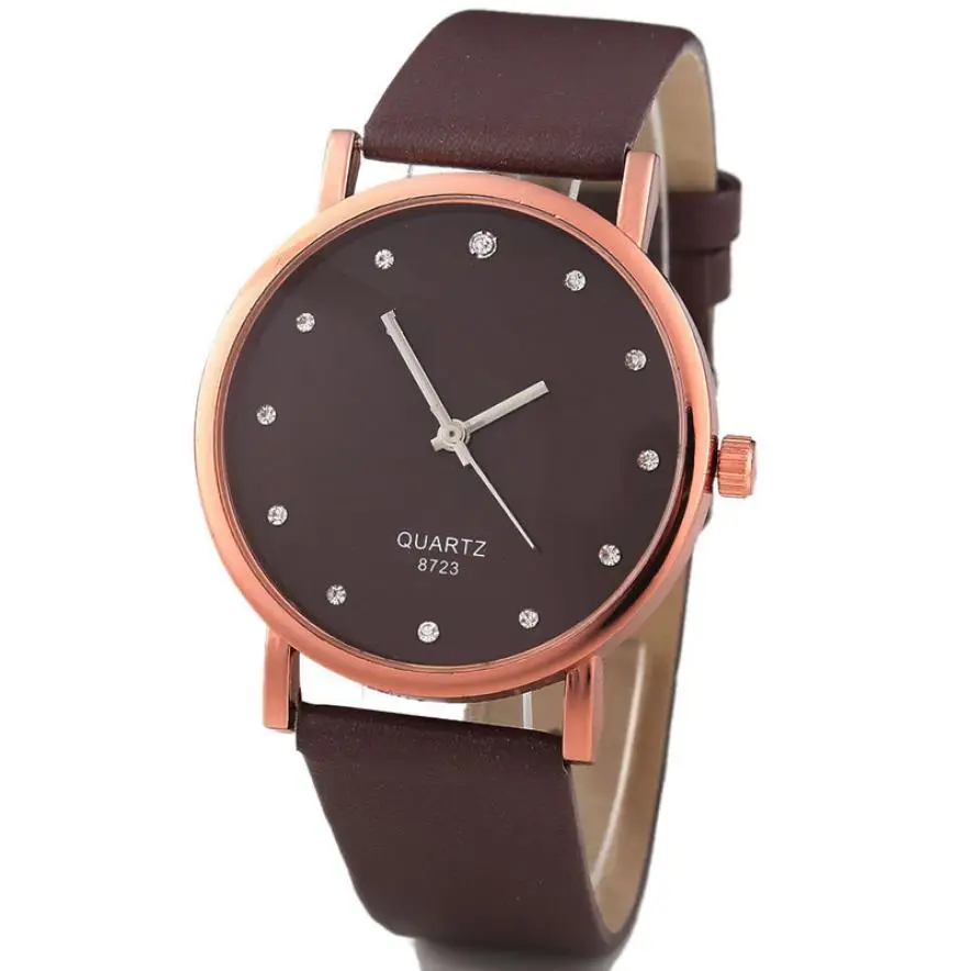 Часы женские модные стильные женские футляр для часов кожаные круглые часы новые роскошные часы повседневные 18jul13 - Цвет: Coffee