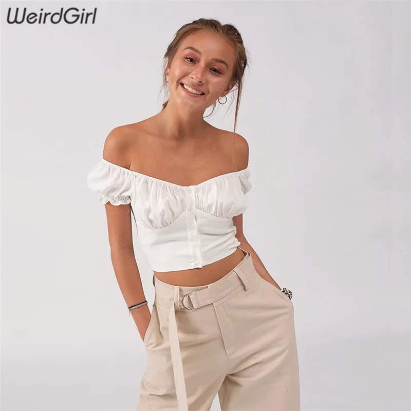 

Weirdgirl Women Casual Short Sleeve V-Neck White T-Shirts Ruffles Female Tops Vacation Streetwear Tshirt Summer Tees New Arrivel