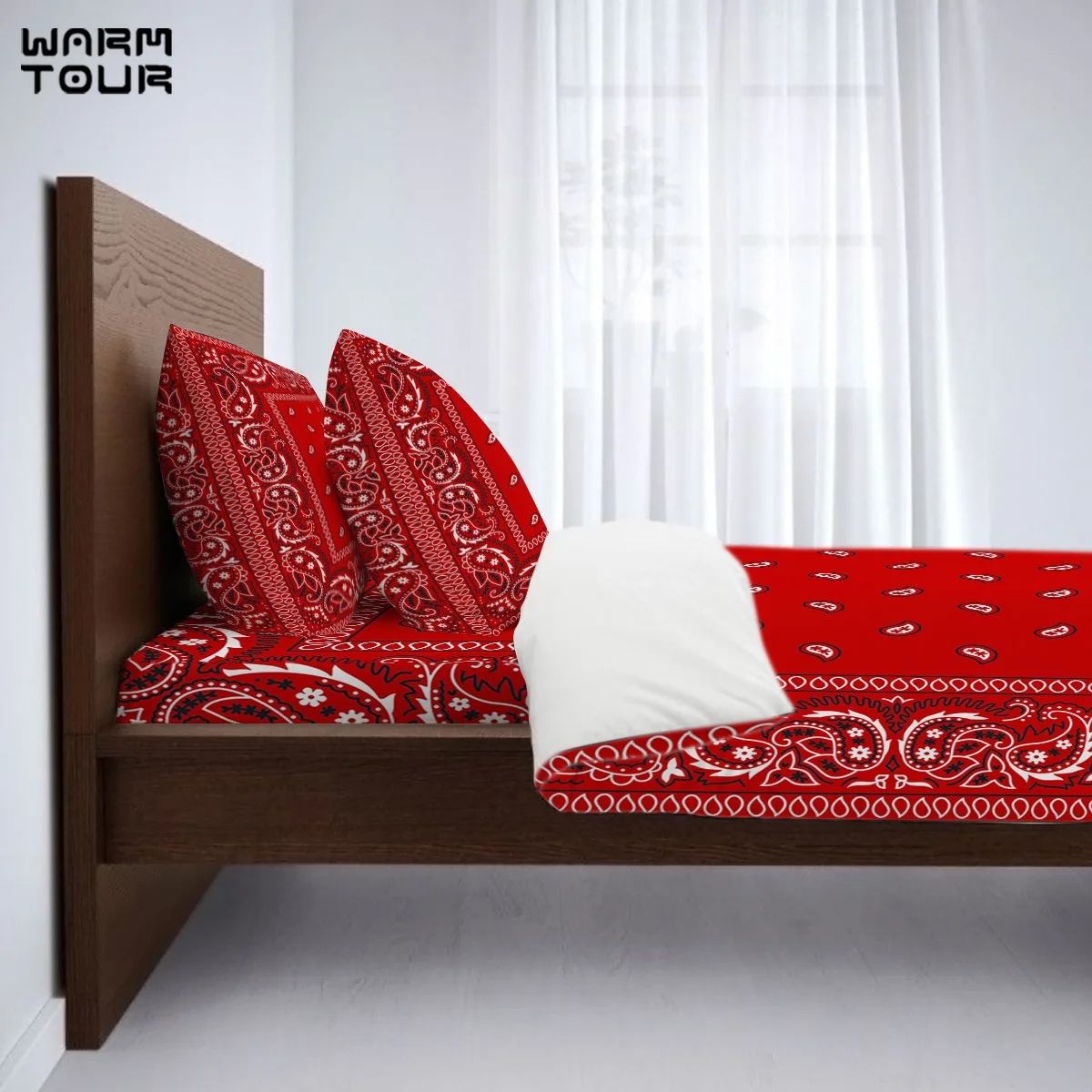 Warmour пододеяльник Пейсли бандана Красный юго западный бохо набор 4 шт постельные