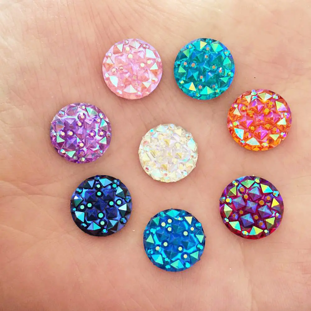 

80PCS shiny AB Resin 12mm round Crocodile skin Flatback rhinestone DIY Ornaments jewelry making supplies PC36*2