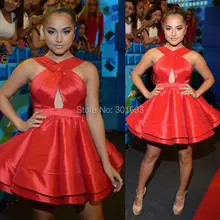 Oumeiya OEC522 Vestido De Noiva Criss-cross Halter Taft Sexy Cocktailkleid Kurzen Roten 2016