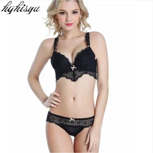 Горячая новинка года Для женщин сексуальное нижнее белье ABC чашки сексуальное нижнее белье кружево дамы глубокий V hollow бантик установить комплект с бюстгальтером 32ABC-36ABC-38BC