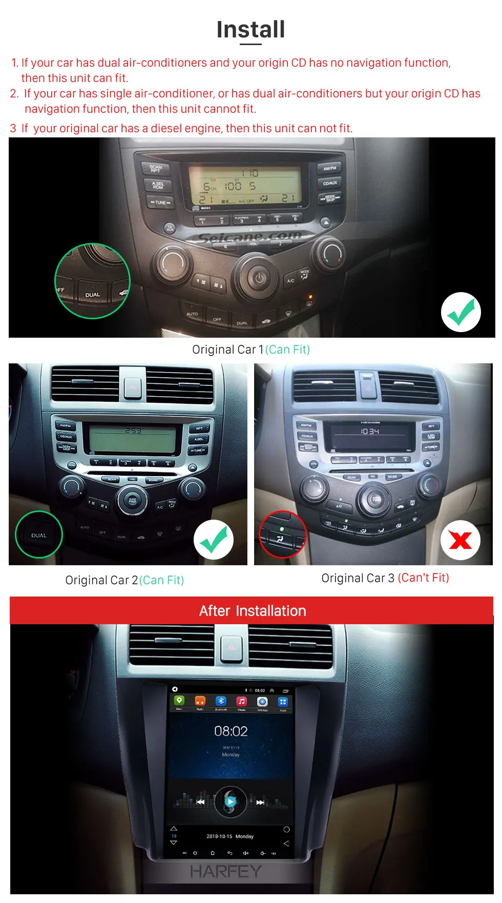 Discount Harfey 4G LTE Multimedia Player Android 6.0 Car GPS for 2003-2006 2007 Honda Accord 7 Navi 9.7"Radio support Rearview camera DVR 3