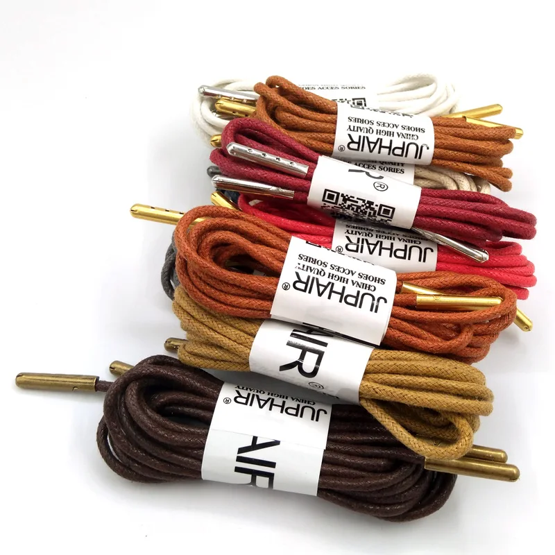 8 Pairs Shoelaces Round Waxed Laces for Leather Couple Shoes Waterproof Cotton Laces Snow Martin Boots Lace Shoelaces Metal Head