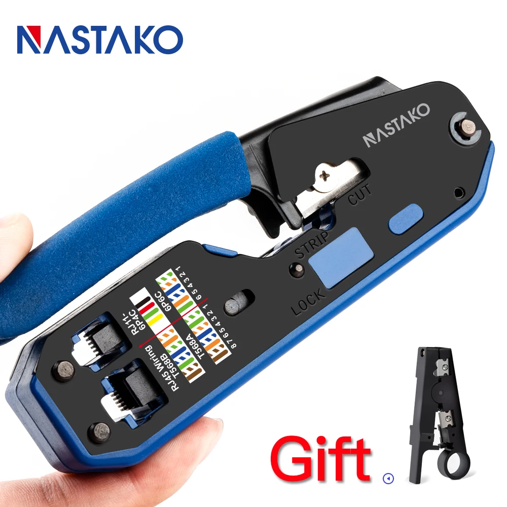 RJ45 Tool Network Crimper Crimping Tools Stripper Cutter Ethernet Cable Fit RJ45 Cat6 Cat5e Cat5 Cat3 RJ11 RJ12 Connector Blue