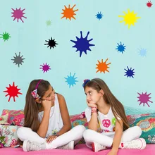 38PCS Rainbow Color Paint Splats Pack Room Decor Wall Decals Stickers Children Nursery Kids Bedroom Living Room Mural Wall Art