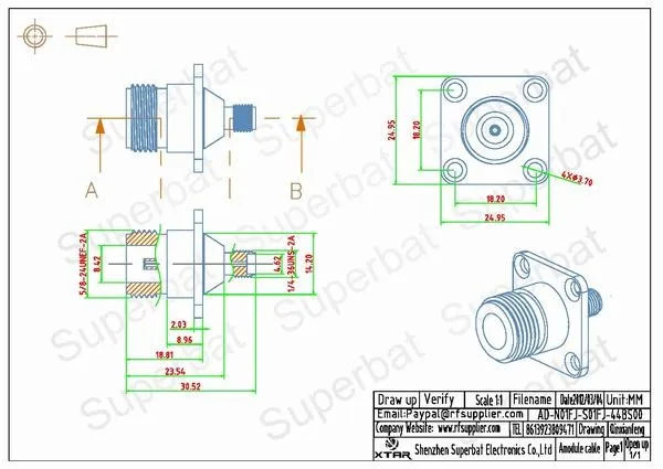 Superbat 5 шт. SMA-N адаптер SMA Гнездовой разъем к N Jack Панель Крепление прямой RF коаксиальный разъем