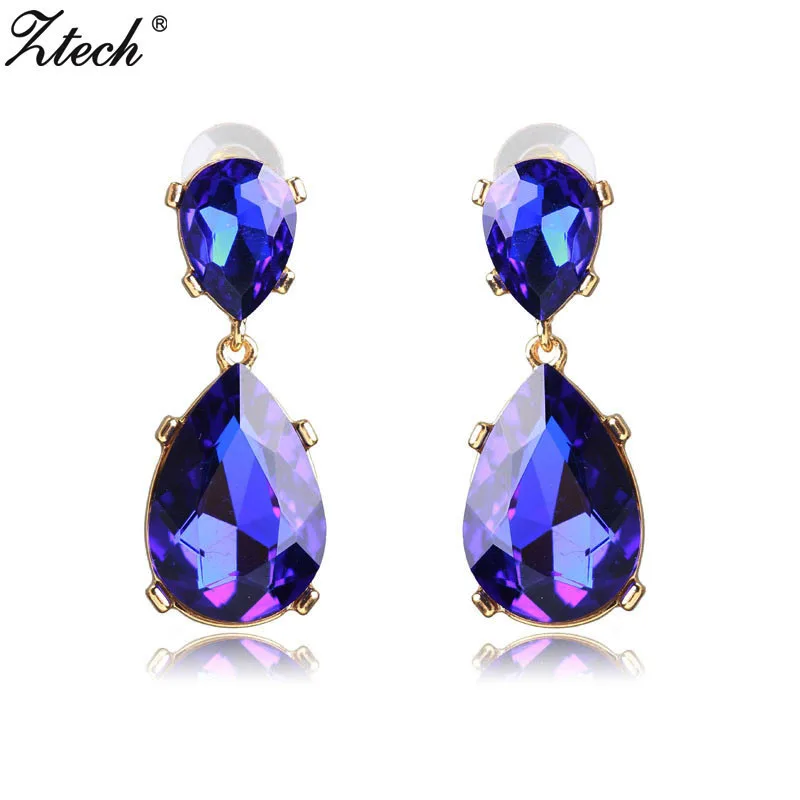 

Ztech Big Gem Luxury Crystal Beads Trendy Boho Statement Long Earrings Handmade Wedding Engagement Drop Earrings For Women