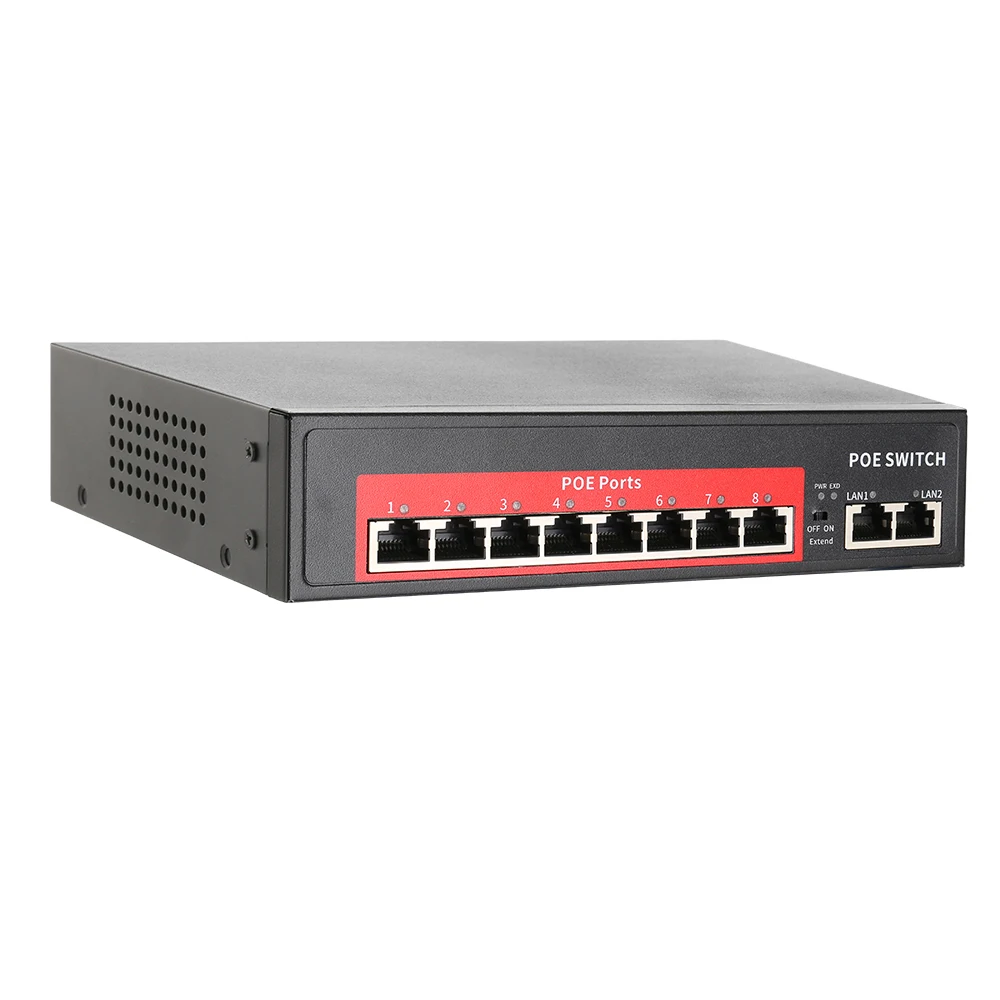 52 V/48 V сетевой коммутатор POE Ethernet 8 Ethernet порт 2 Uplink Ethernet порт IEEE 802,3 af/at подходит для ip-камеры