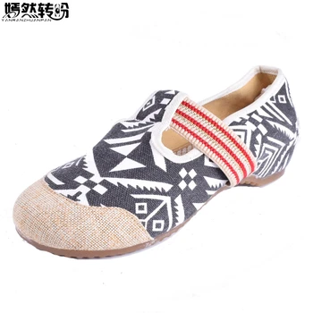 

Chinese Women Flats Shoes National Zebra Embroidered Cloth Canvas Soft Dance Ballet Single Shoes Woman Zapatos De Mujer