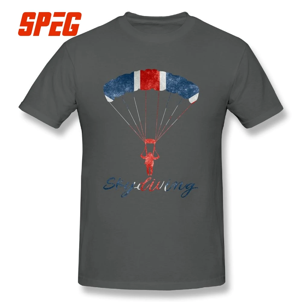 Skydiving Tee Shirts UK Flag Male T Shirts Round Collar Costume