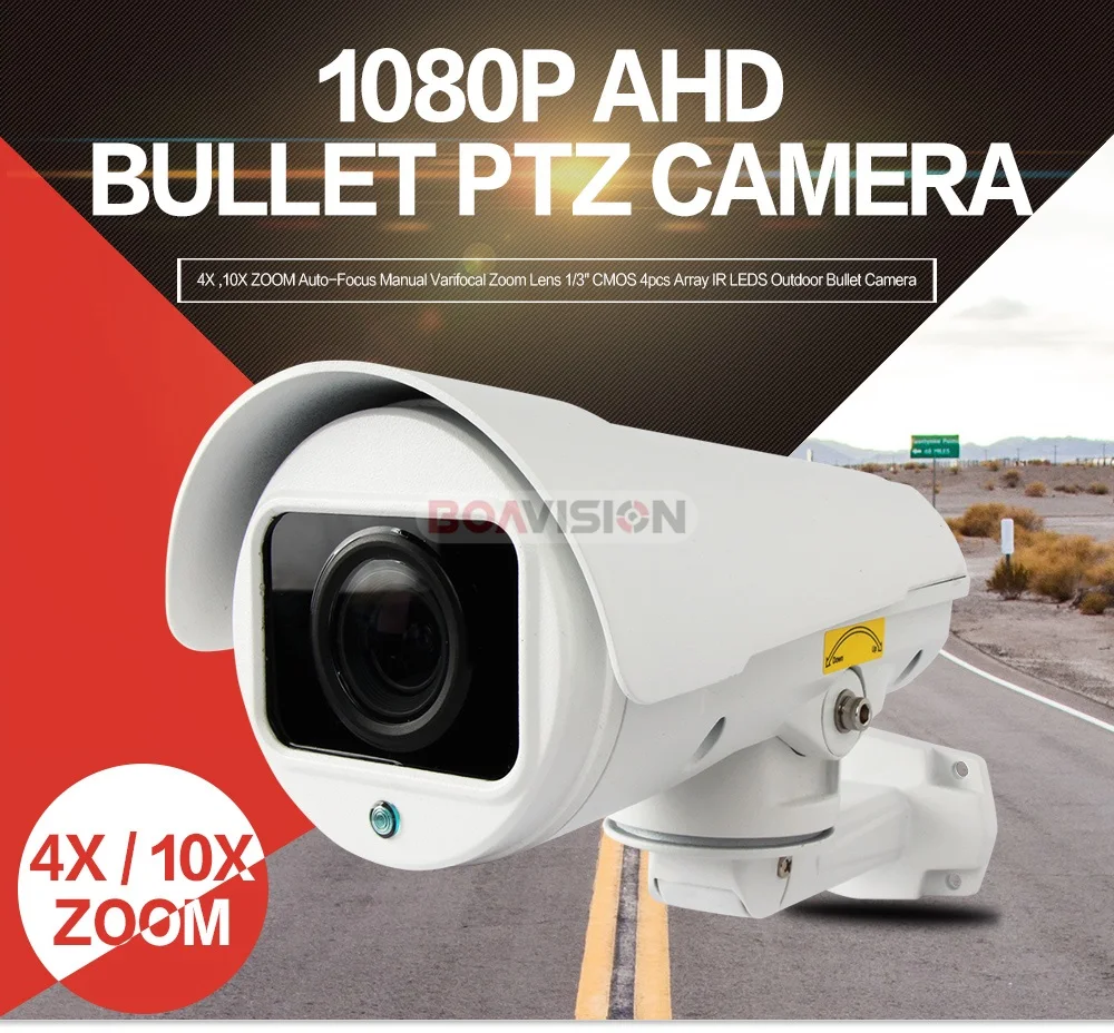 1080 P CCTV AHD камера PTZ открытый 4X 10X зум Автофокус ручной варифокальный зум-объектив 1/3 "CMOS 4 шт. Массив IR 20 м пуля камера