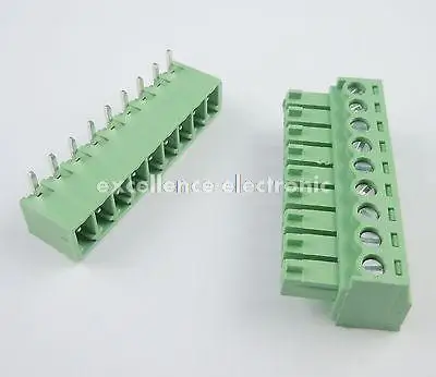 100 Pcs 3.81mm Pitch 9 Pin Angle Screw Pluggable Terminal Block Plug Connector 15EDG