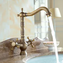 Antique Brass Basin Faucet Bathroom Vanity Sink Faucet Dual Holder Single Hole Lavatory Mixer Tap KD743 wholesale and retail luxury bathroom baisn faucet spout vanity sink mixer tap single handle hole bathroom faucet