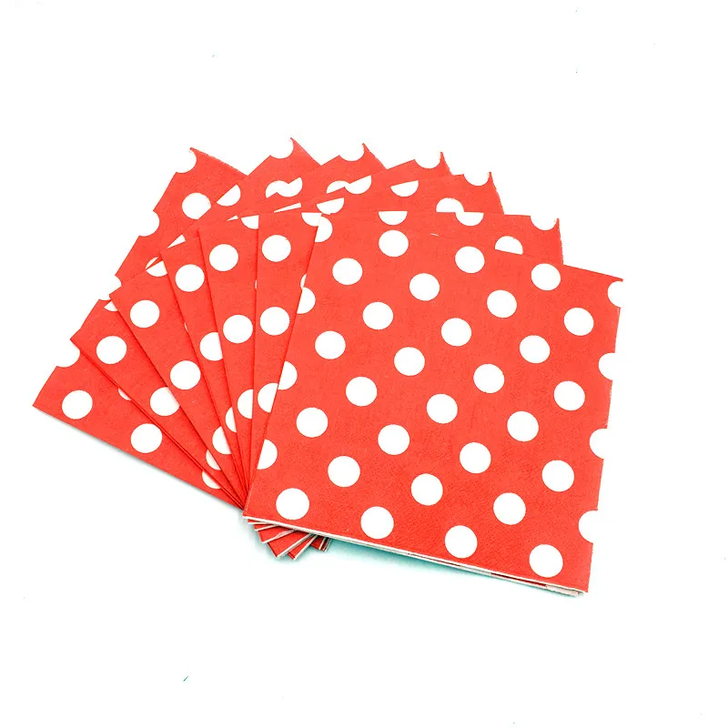 

20pcs/lot red dots napkins kids birthday party supplies rose red dot napkins baby shower party supplies color dots tissue