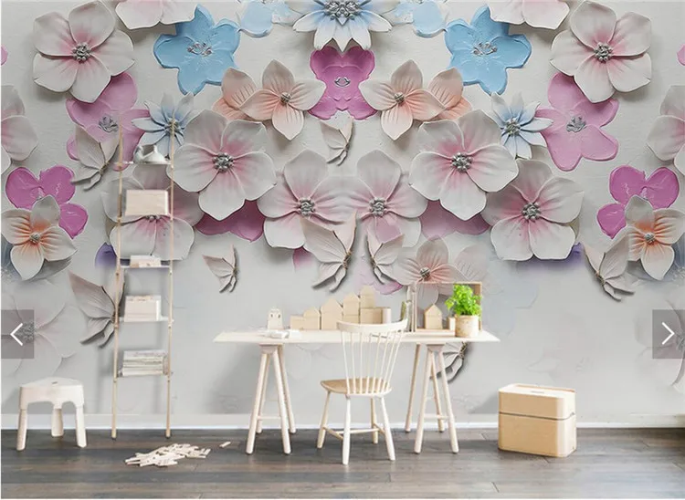 

Embossed Peach Blossom Flower Murals Photo Wall Mural Wallpaper Home Decor papier peint 3d Wall Papers Living Room Custom Size