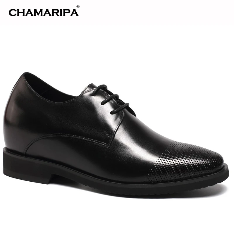 CHAMARIPA Increase Height 9cm/3.54 inch Elevator Shoe High Heel Men Dress Shoes  Black Getlemen Hidden Height Increasing