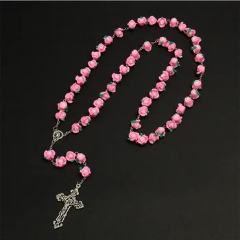 

New Charm Soft Ceramic Rosary Cross Jewelry, 1cm Soft Ceramic Bead Necklace, Catholic Jewelry Jewelry