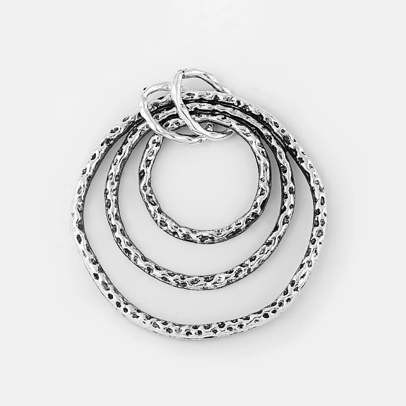 

3pcs Antique Silver Hollow Open Three Circle Charms Pendant For Fashion Diy Necklace Earring Jewelry Finding Accessories 71*72mm