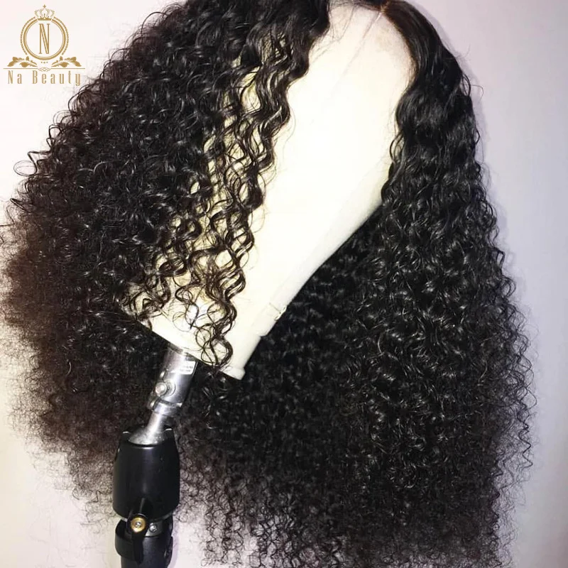 Pelucas delanteras de encaje rizado Afro 180% de alta densidad 10-24 ''Pre desplumado con pelo de bebé 13x6 encaje humano Remy cabello negro para mujer