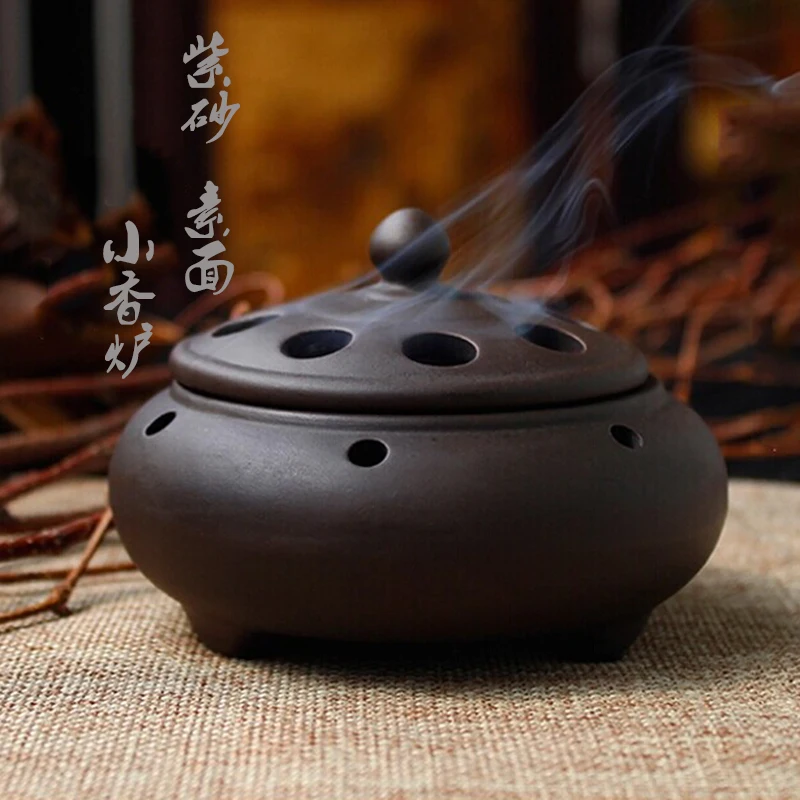 Purple clay incense burner, censer, aloes, tower incense, sandalwood furnace, Buddha,  incensory, thurible~