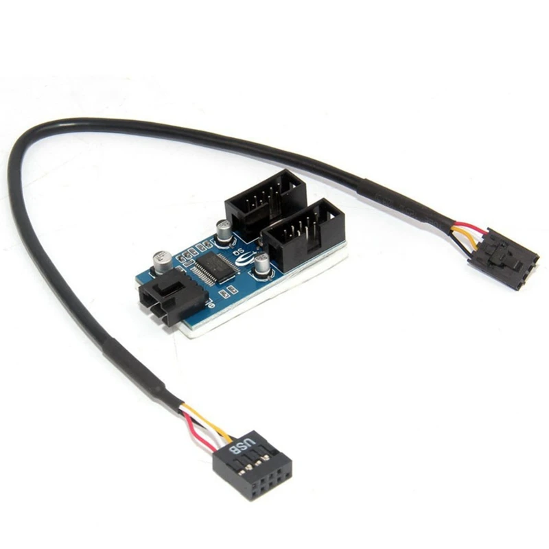 9Pin Motherboard Header To Dual 9 Pin Male Usb Extension Adapter Splitter Cable 2