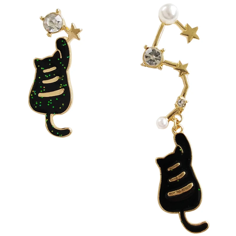 10 пара/лот, модные ювелирные аксессуары, дизайн, металлическая звезда, кошка, серьги-гвоздики для женщин