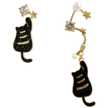 10 пара/лот, модные ювелирные аксессуары, дизайн, металлическая звезда, кошка, серьги-гвоздики для женщин