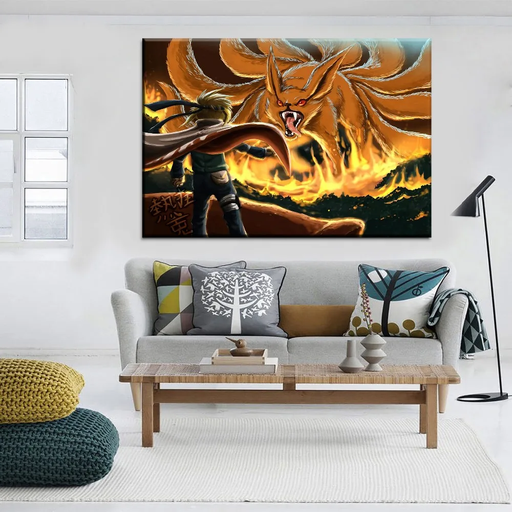 Настенный постер с HD печатью для украшения гостиной 4 шт. Kurama Naruto Узумаки девятью